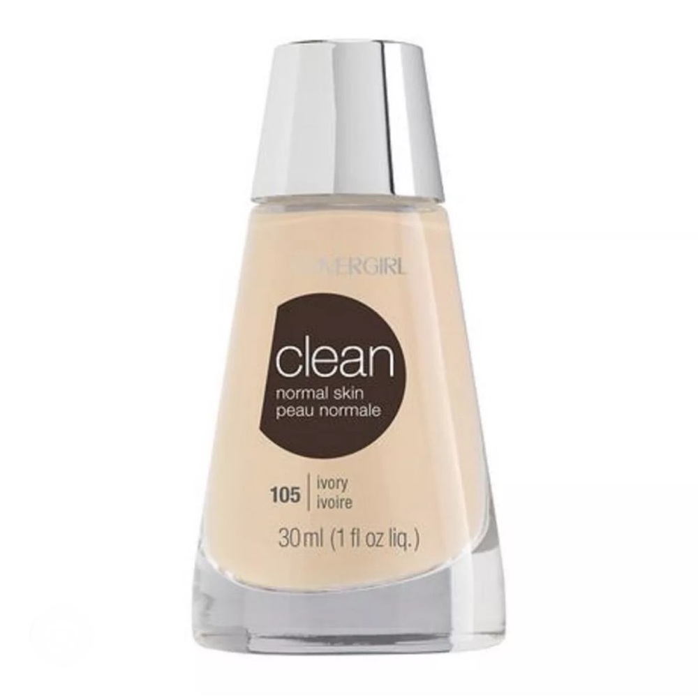 NEW COVERGIRL Clean Normal Skin Liquid Foundation, 105 Ivory, 30 ml.